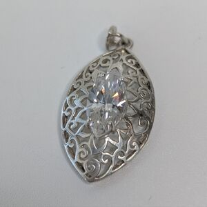 Sterling & Marquise CZ Large Vintage Pendant
